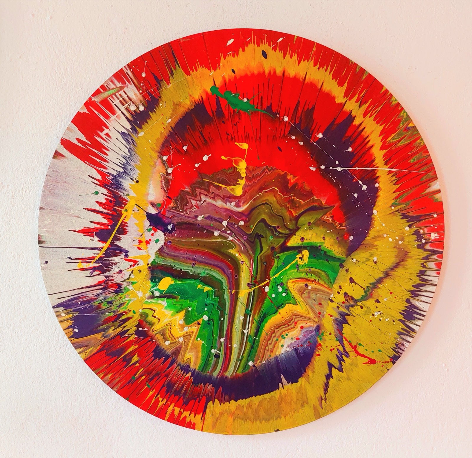 Spin painting, orange